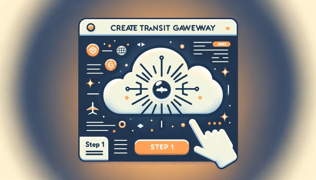 An illustration of a magnifying glass over a shield, symbolizing the Burp security tool within AWS's network enabled by Transit Gateway.