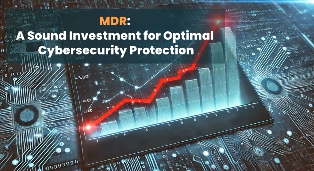 A graph showing the rising costs of cyberattacks compared to the stable investment in MDR services, highlighting the importance of investing in cybersecurity.